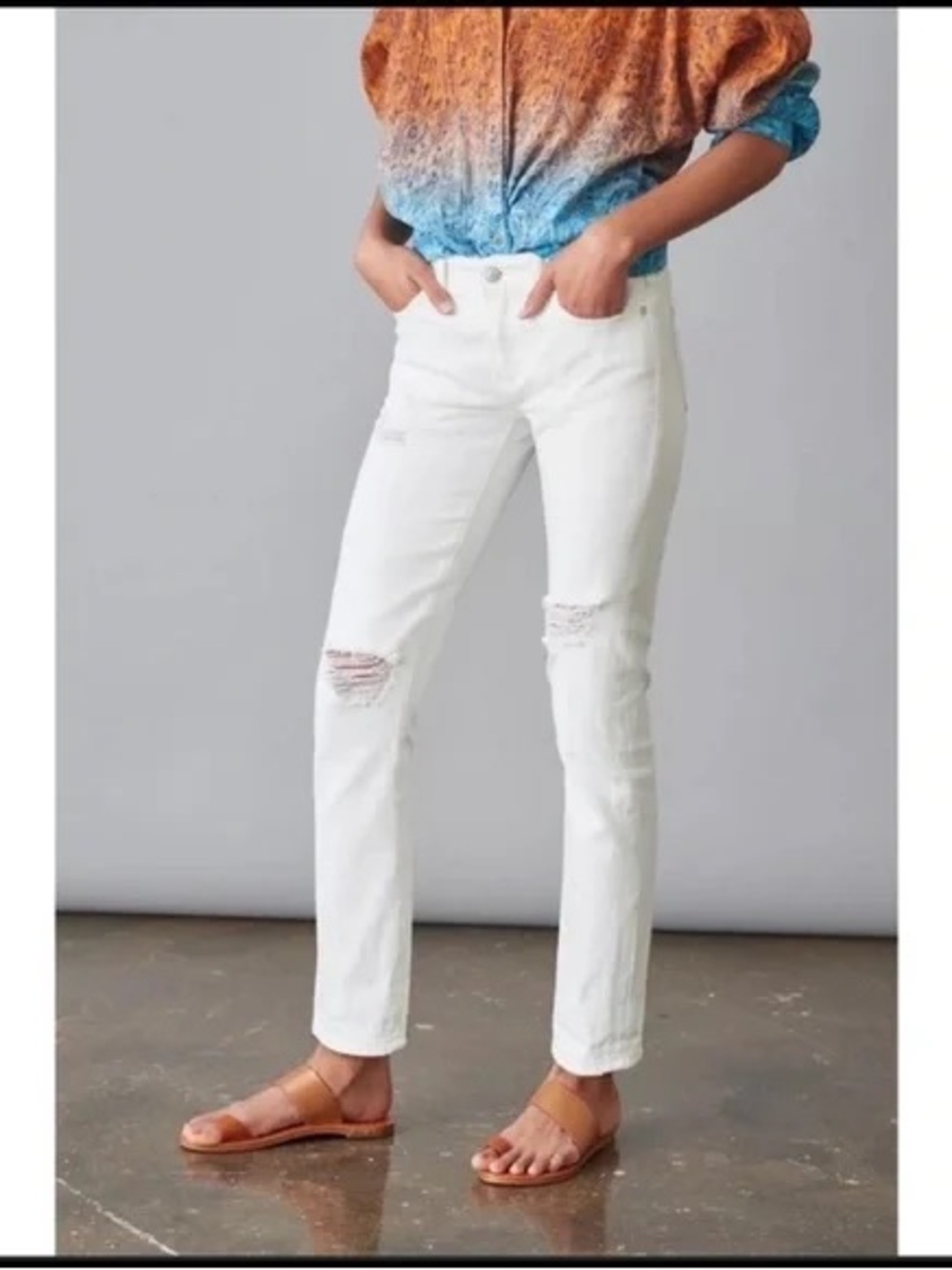 2/$30 Pilcro and the Letterpress White Slim Boyfriend Jeans Size 30 #2400